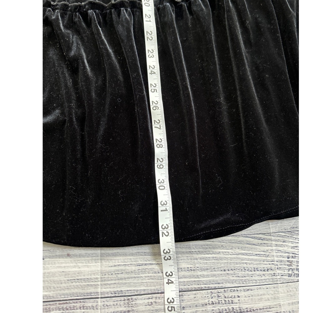 Notations Woman Black Velvet Tiered Midi Skirt Plus Size 1X Elastic Waist - Picture 3 of 5